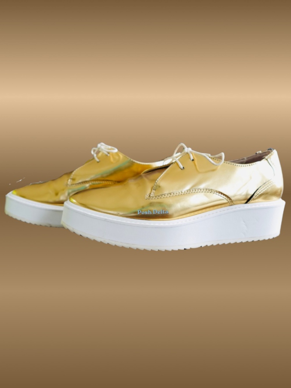 Zara Gold Platform Brogues - Picture 2 of 6